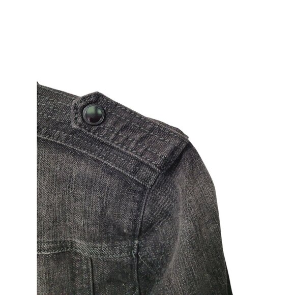 Jessica Simpson Moto Jean Jacket Jr XL Black Distressed Cropped Denim Zippers - Picture 5 of 16